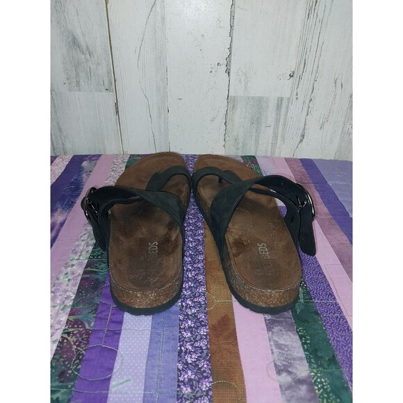 White Mountain Harley Footbed Sandals Black Leather Nubuck womens 9m - Picture 10 of 13